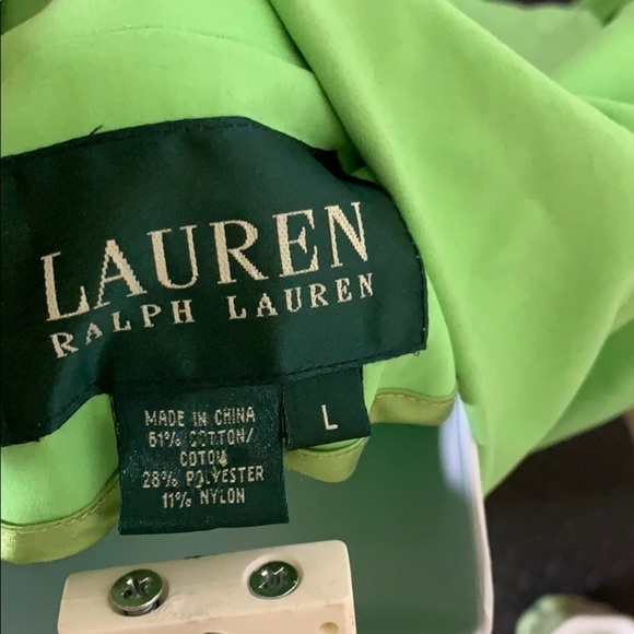 Lauren Ralph Lauren lime green trench coat size -L - Picture 3 of 3